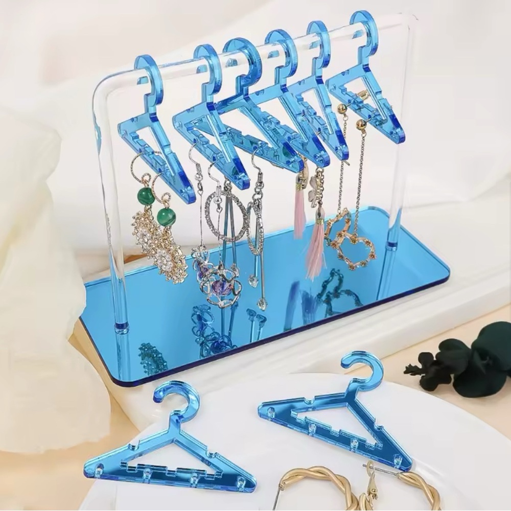 Blue Acrylic Jewelry Hanger Stand
